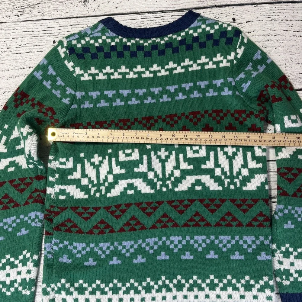 Boy's Holiday Time Dabbing Cat Ugly Christmas‎ Green Sweater XL 14 16
